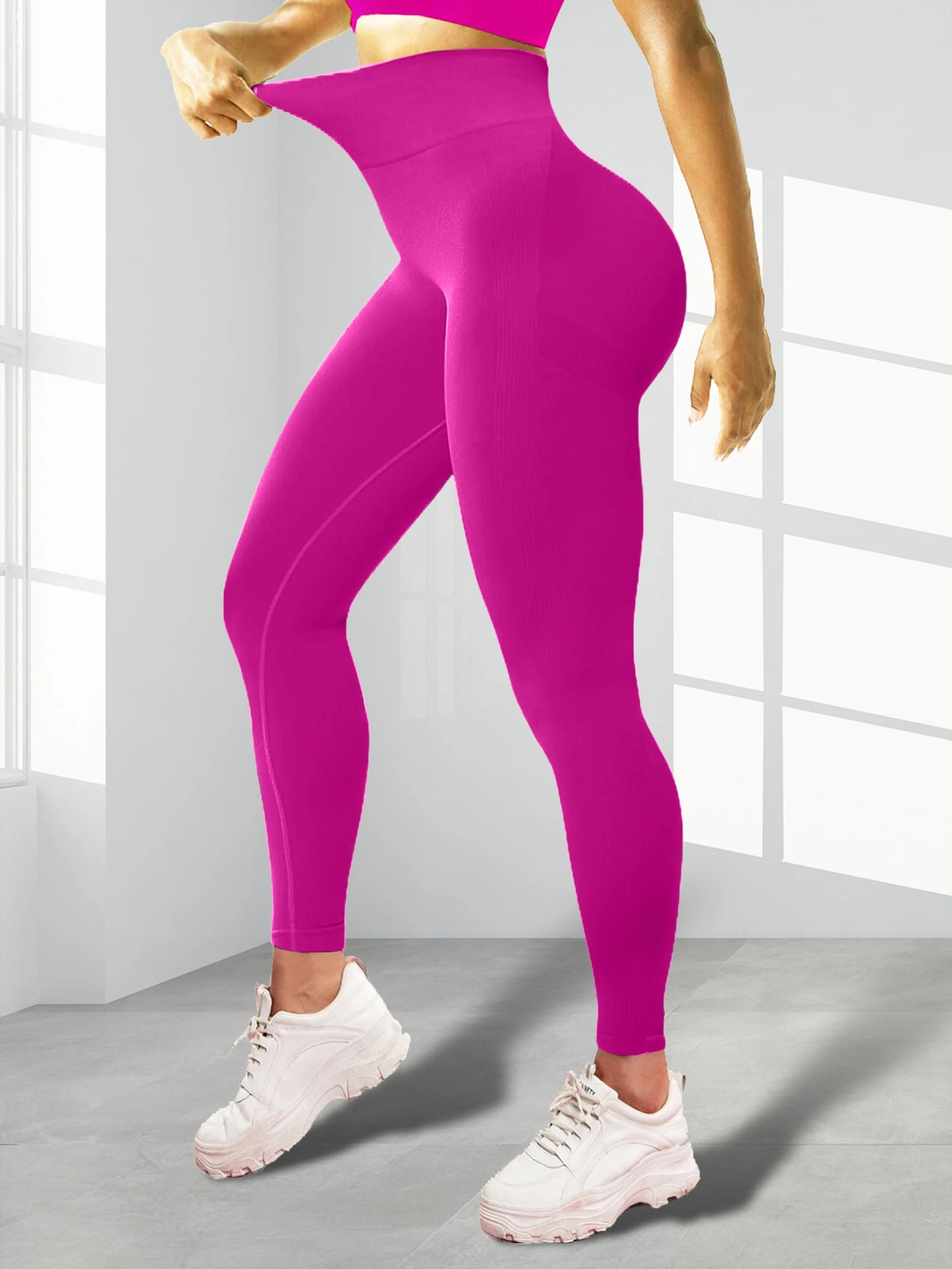 High Waist Seamless Yoga Tight Pants,Solid Color Fitness Workout Leggings,Women's Activewear