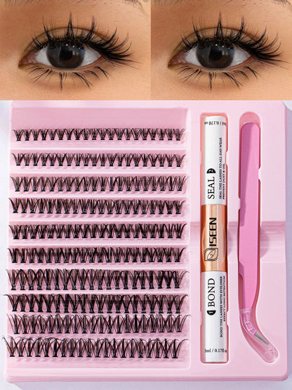 Diy Lash Extension Kit 200pcs Cluster Eyelash Extension Individual Lashes with Lash Bond and Seal  Lash Applicator(8-16mm  MIX)