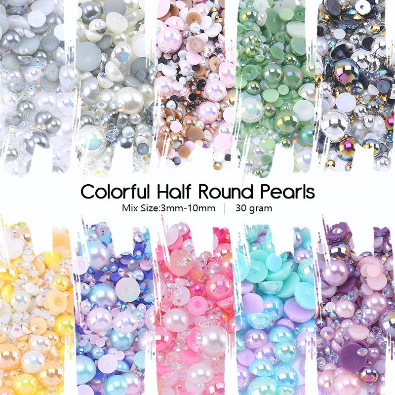 Mix Resin Rhinestone Pearls for Clothing Decorations Glitter Nail Gems Glue on Flatback Crystal Pearls DIY Decor Accessories