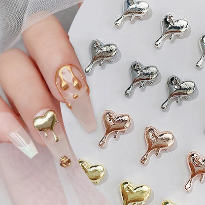 10pcs 3D Silver Gold Butterfly Jewelry Nail Art Studs Fashion Women Nail Charms Bowknot Heart Nail Rhinestones Manicure Decorate