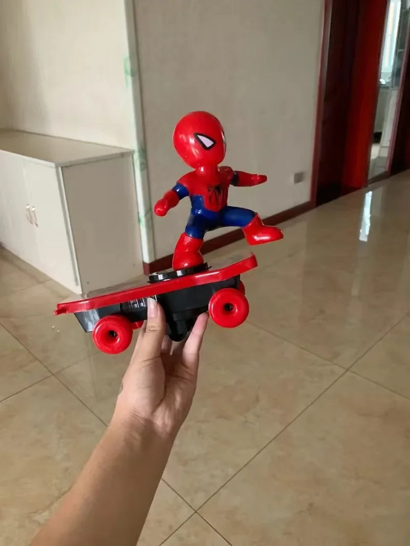 Hot The Avengers Spiderman Automatic Flip Rotation Skateboard Acousto-Optic Car Electric Music Stunt Scooters Toys Birthday Gift