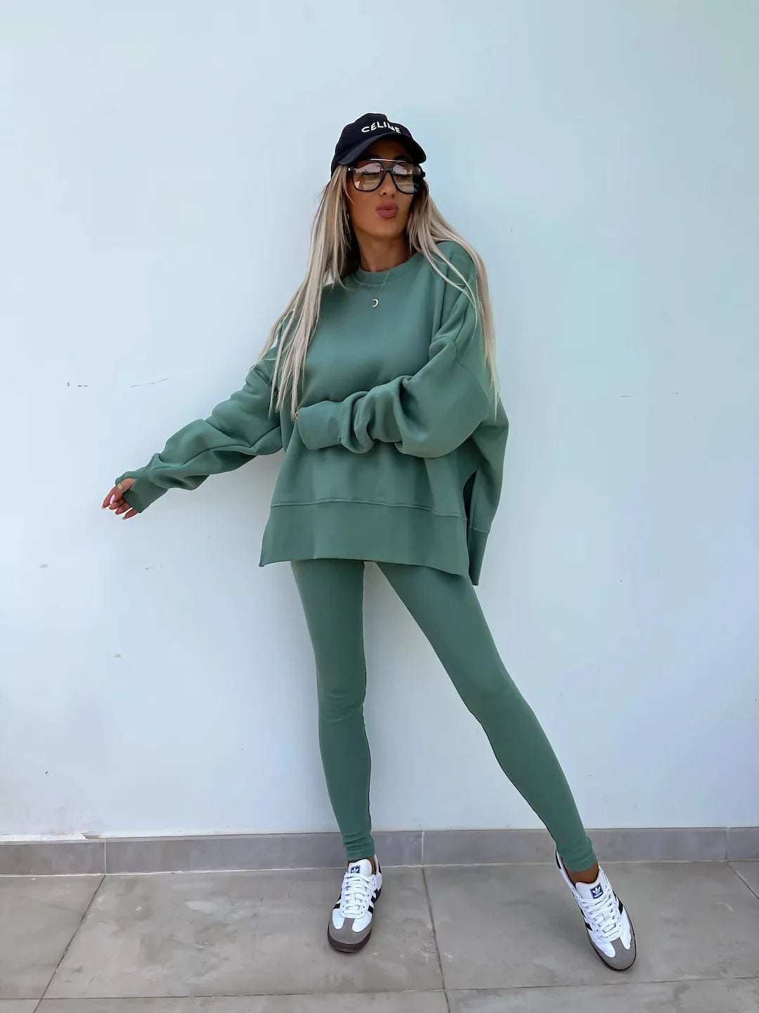 Womens 2 Piece Sweatsuits Set Long Sleeve O Neck Pullover Sweatshirt Joggers Sweatpants Autumn Winter Outfits Tracksuit