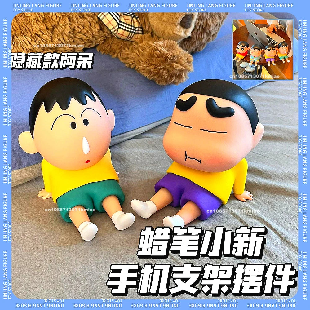 Crayon Shin-chan Boochan Action Figure 2024 NEW Lazy Cell Phone Holder Nohara Shinnosuke cute Collection Model Kid Toys Gifts