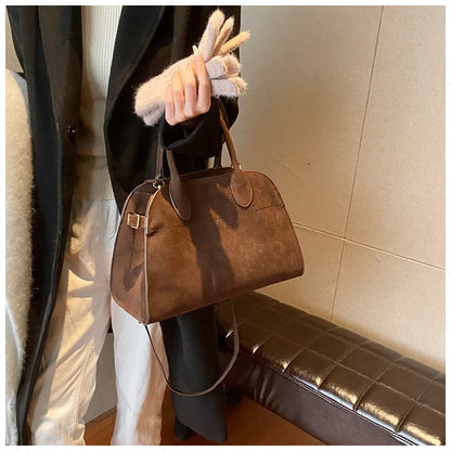 Ladies' Top-handle Bag High-end Feel Niche Design Large Capacity Vintage Commute Handbag For Autumn/winter Season