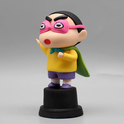 Crayon Shin-Chan 10cm Anime Figurine Shin-Chan Cos Maid Cape Superman Mini Action Figurine PVC Model Desk Decoration Toys Gifts