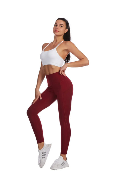 Fashion Women's High Waist Skinny Fitness Exercise Leggings with Pockets Gym Sport Workout Running Pant Comfy Yoga Trousers