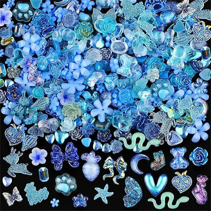 50PCS Mixed Kawaii Resin Nail Art Charms 3D Flower Bow Animals Rhinestones Nail Decorations DIY Manicure Professional Supplies