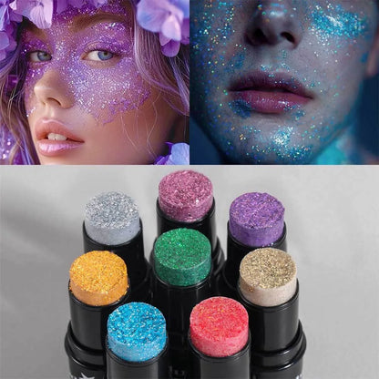 Green Sequins Glitter Gel Stick Multi-purpose Nail Hair Face Body Glitter Balm Flash Loose Sequins Cream Festival Stage Makeup