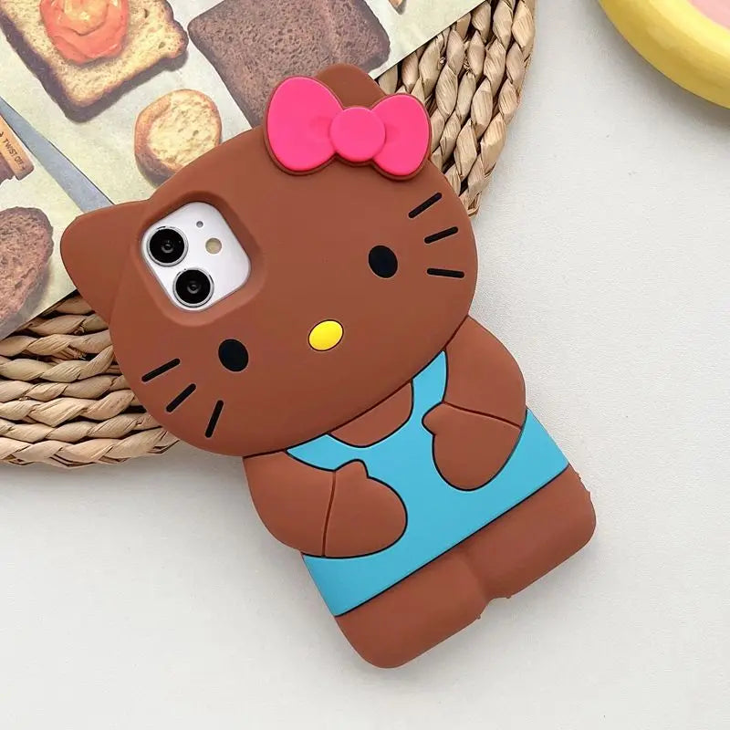 Sanrio Hello Kitty 3D Stereoscopic Phone Case For IPhone 15 14 13 12 11 Pro Max Mini XR XS 7 8 Plus Silicone Soft Back Cover Y2K