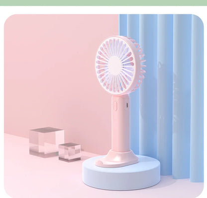 1pc New Portable Fan Office Desktop Multifunctional Folding Headed Small Electric Fan USB Mini Portable High Wind Pocket Fan