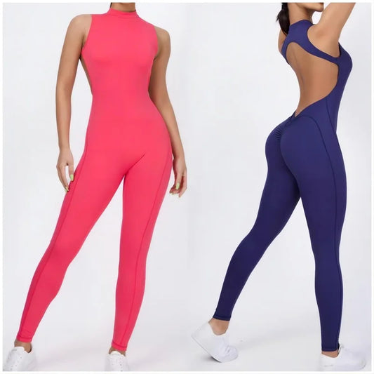 Women One-piece Back-V Sport Yoga Jumpsuit Workout Clothes for Women Sportwear Bodycon Outfit Fitness Gym Suit Workout Tracksuit