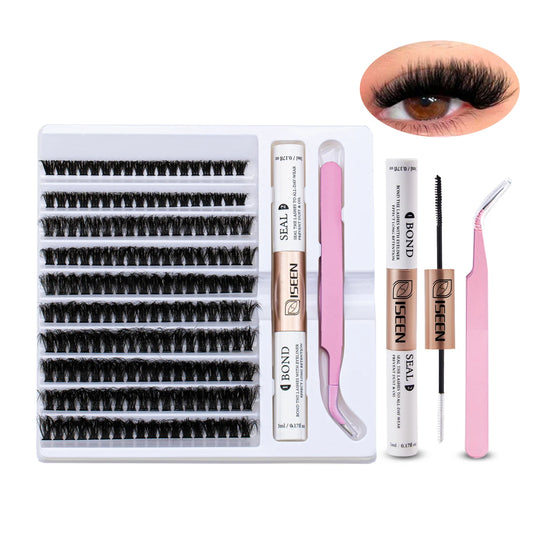 DIY Eyelash Extension Kit 40D/60D/80D/100D Individual Lashes explosive Lash Extension Kit with bond and seal,tweezers