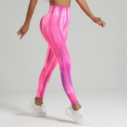 New Tie Dyed High Waist Gym Leggings Push Up Scrunch Seamless Thick Sports Pants Elastic Soft Yoga Workout Leggins Women