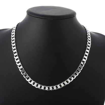 KCRLP 925 Sterling Silver Classic 8mm geometry Necklace chain for woman Men charm fashion wedding party Jewelry Holiday gifts