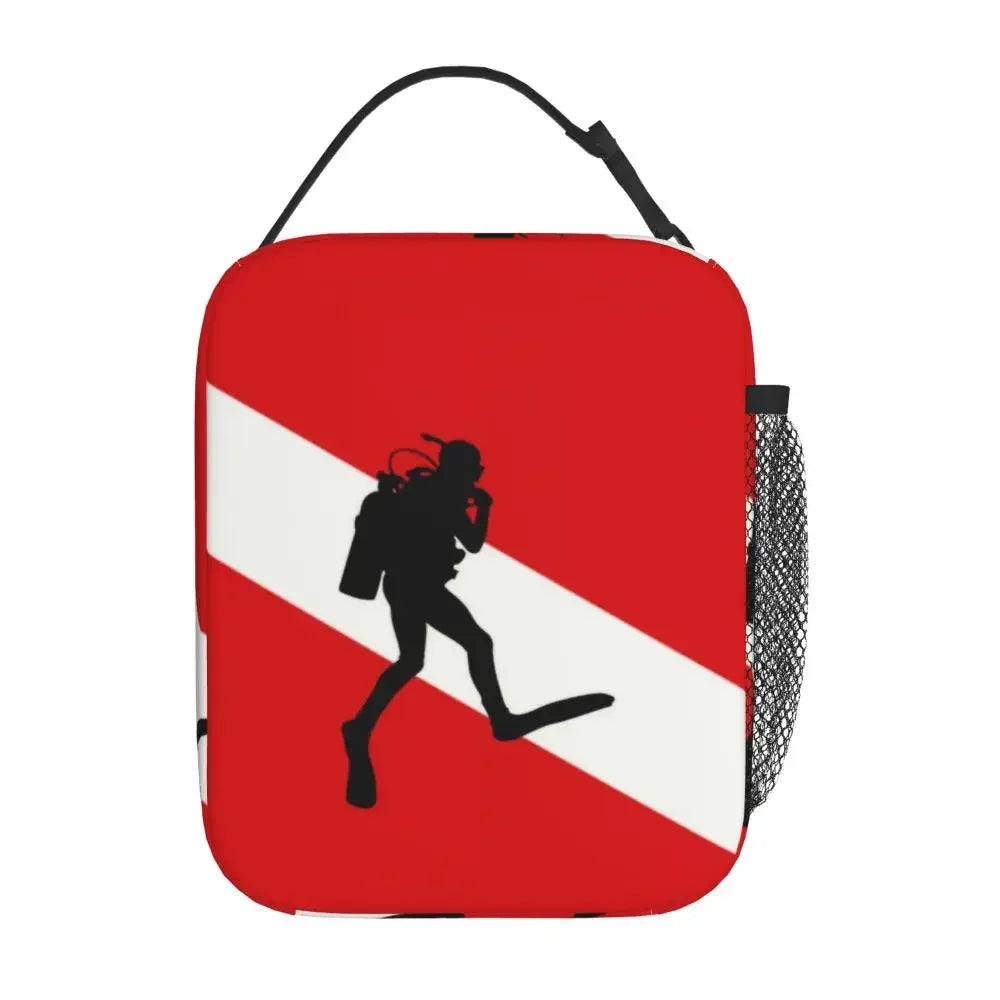 Scuba Diver Flag Resuable Lunch Box for Women Multifunction Dive Diving Thermal Cooler Food Insulated Lunch Bag Office Work