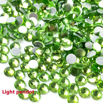 14400 Emerald Glass Non Hotfix Rhinestone SS3-SS30 Green Flatback Crystal Rhinetones Glue on Diamond Strass DIY Nail Accessories