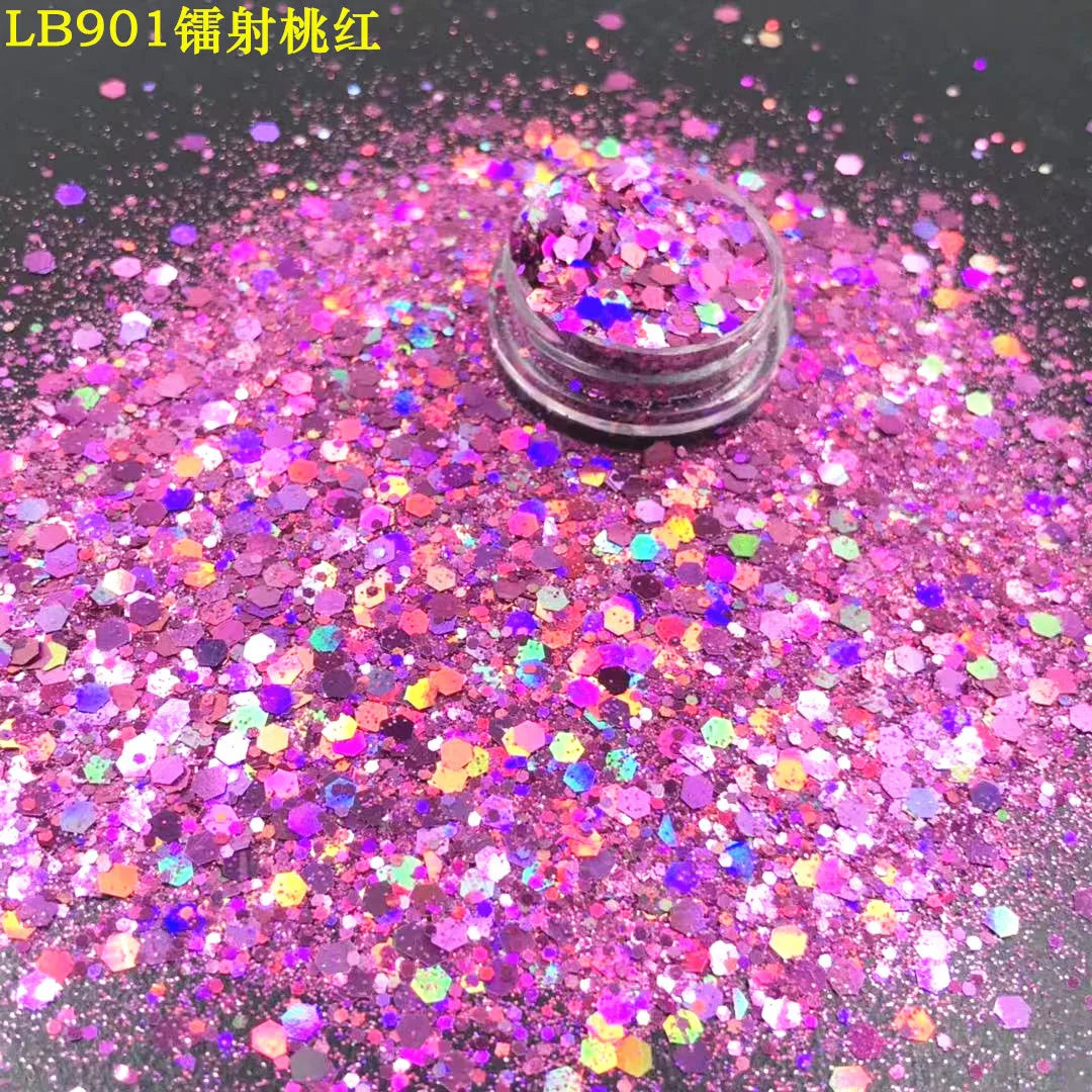 24 Colors Holographic Chunky Glitter 24 Colors Total Laser Nail Glitter Flakes Chunky Holographic Laser Nail Glitter