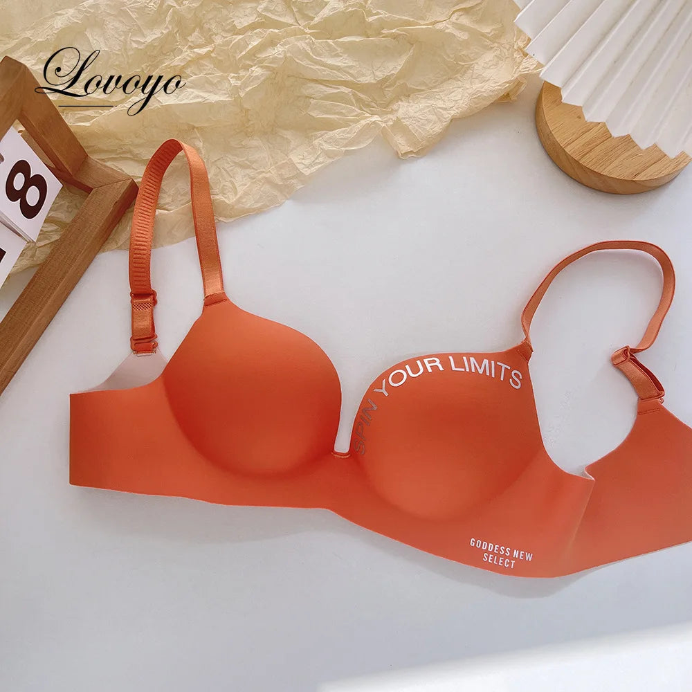 Fashion Women Seamless Bra Sexy Push Up Bralette Underwear Wireless Female Lingerie Letter Pattern Bras Three Quarters