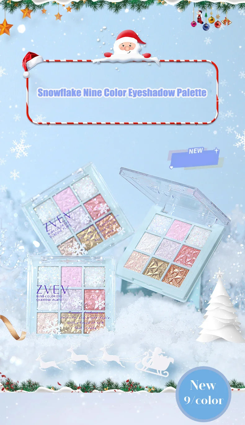 9 Color Eyeshadow Glitter Highlighter Snowflake Sequin Glitter Eye Shadow Palette Waterproof Pearlescent Lying Silkworm Cosmetic