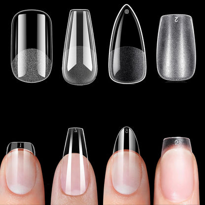 120pcs/Bag Press on Nails Coffin Nail Tips clear Full Cover Fake Nail Artificial Half-matte Press on Long Ballerina False Tips