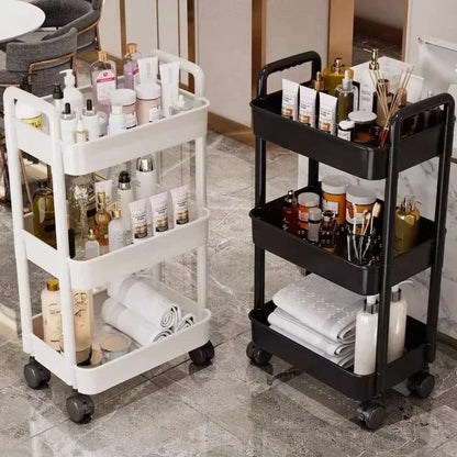 3/4 Tier Mobile Storage Rack Trolley Organizer With Wheels Plastic  Kitchen Organizers Household Cart Mobile Trolley Bookshelf