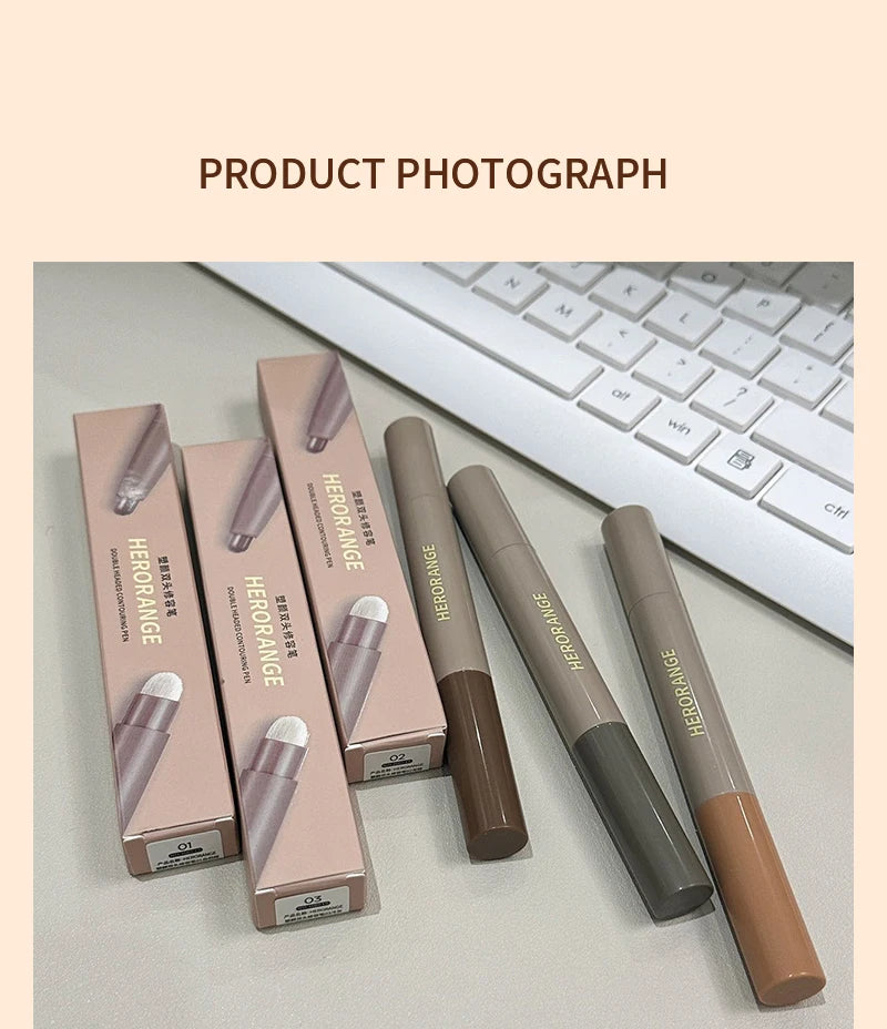 Nose Shadow Bronzers Contouring Makeup Pen Natural Grey Brown Three-dimensional Face Matte Shadow Cream Contour With Brush