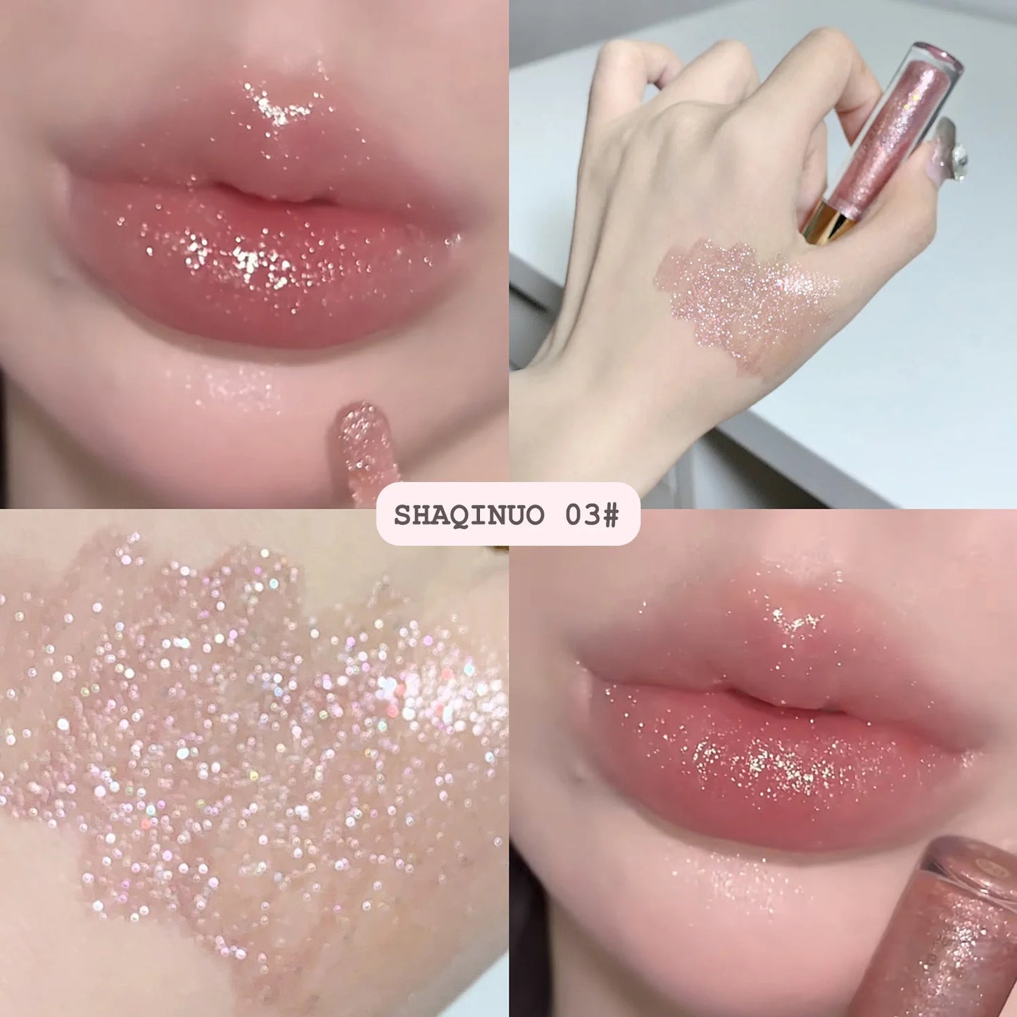 Glitter Liquid Lipstick Shimmer Metallic Clear Mirror Lip Gloss Plumping Oil Moisture Shine Lip Tint Sparkling Diamond Lip Oil