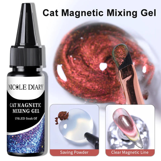 30ml Cat Magnetic Mixing Gel Nail Polish Soak Off UV LED for Magnet Pigment Dust Mirror Nail Powder Manicure NailDecoration Tool