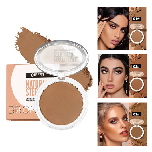 3D Bronzers Matte Wheat Contour Powder Palette Facial Makeup Natural Highlights Contouring Modification Waterproof Long-Lasting