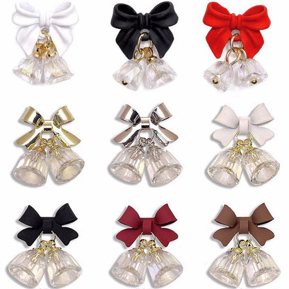 5PCS Luxury Nail Charms Bow Crystal Christmas Bell Pendant Metal Nail Art Decoration Jewelry Accessories Manicure Decor Supplies