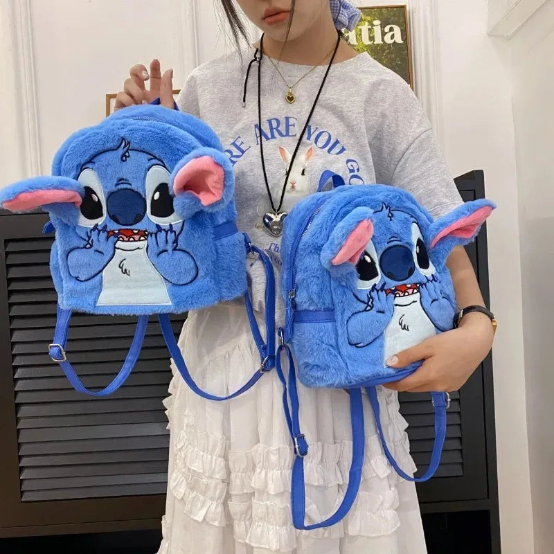 Disney New Stitch Plush Backpack Cartoon Fashion 3D Mini Women's Backpack Large Capacity Cute Children's Schoolbag High Quality