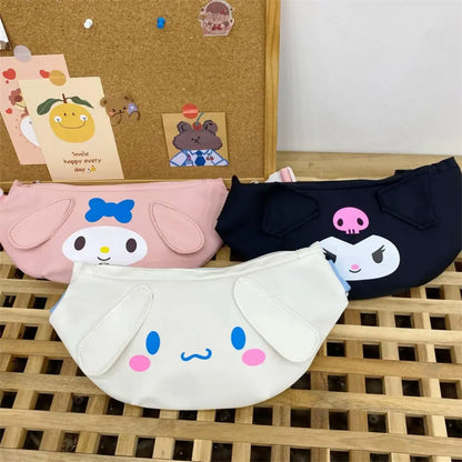 Kawaii Sanrio Shoulder Bag Kuromi My Melody Casual Simple Sling Storage Crossbody Cinnamoroll Chest Bag Women Student Girl Gifts