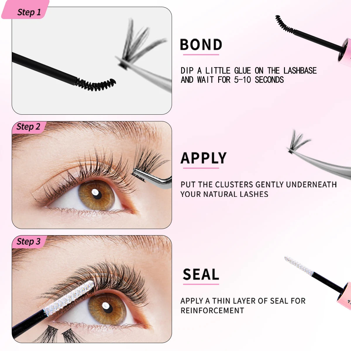 Lash Extension Kit DIY 640pcs/590pcs Mix Curl Individual Lashes Kit with Lash Bond and Seal, remove, Lash Tweezers