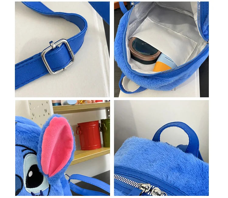 Disney New Stitch Plush Backpack Cartoon Fashion 3D Mini Women's Backpack Large Capacity Cute Children's Schoolbag High Quality