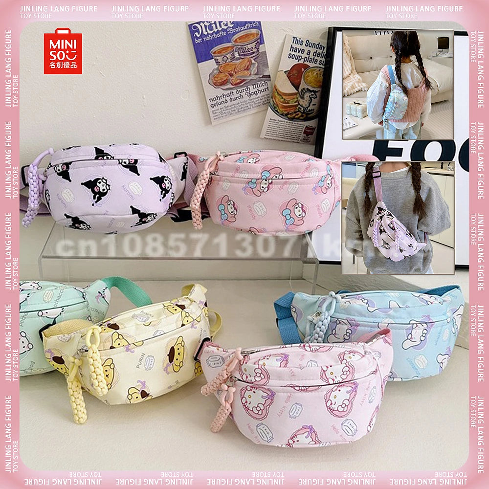 Sanrio Kuromi Chest Bag Cinnamoroll Crossbody Shoulder Bag Waist Storage Pouch My Melody Hello Kitty Coin Purse Kids Girl Gifts