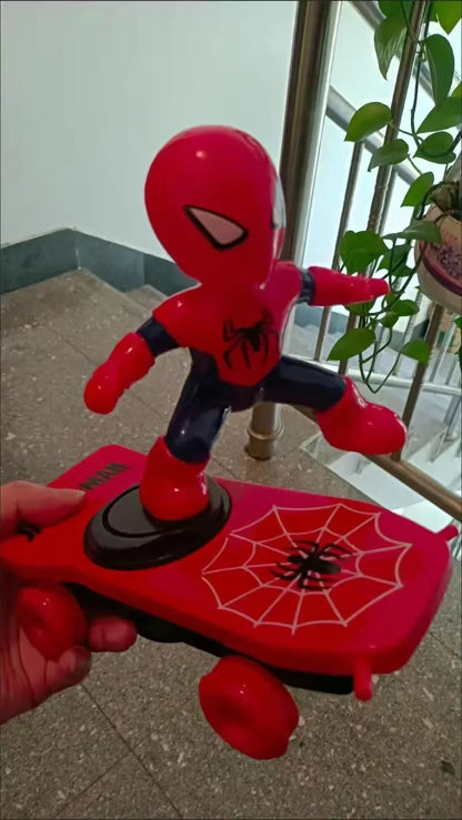 Hot The Avengers Spiderman Automatic Flip Rotation Skateboard Acousto-Optic Car Electric Music Stunt Scooters Toys Birthday Gift