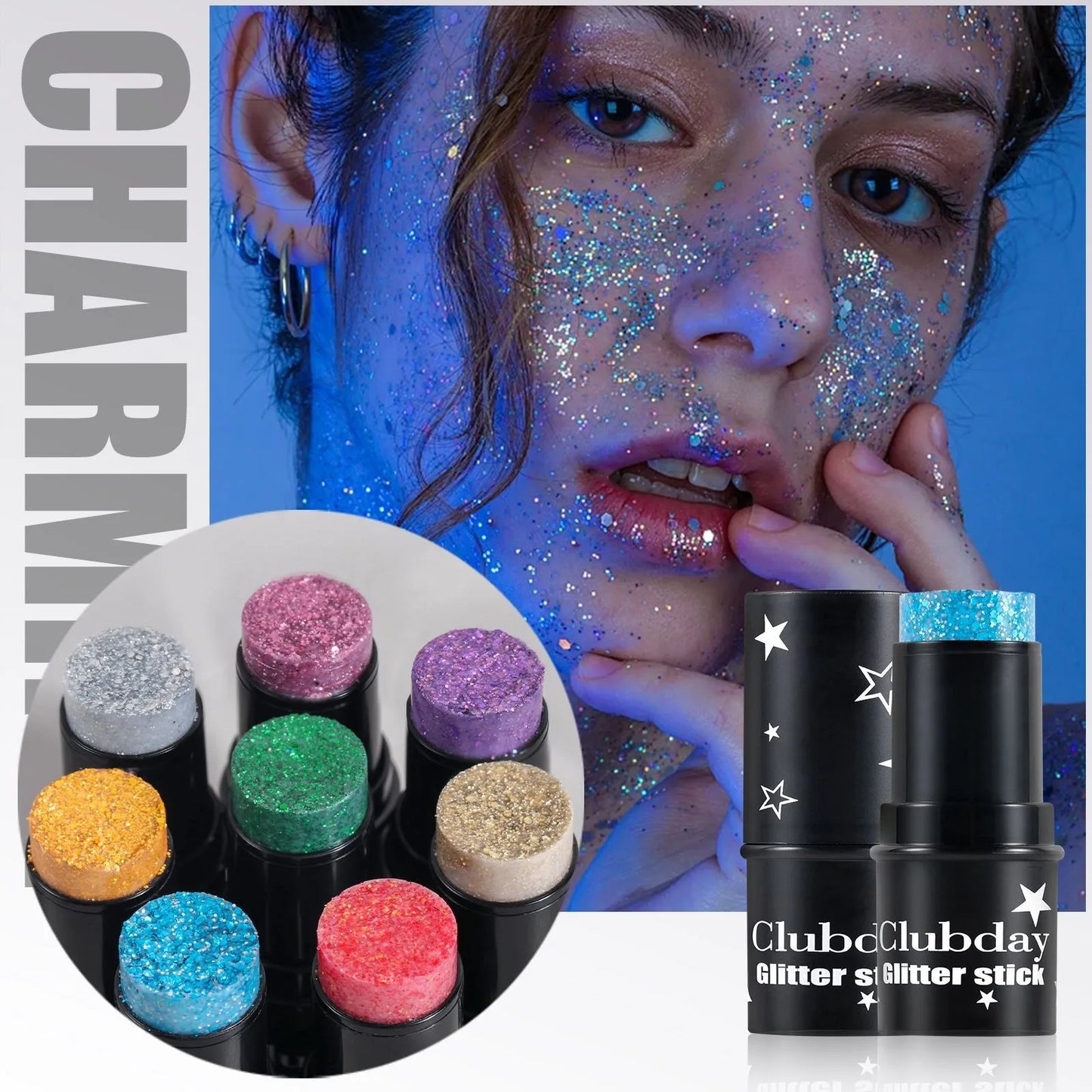 Green Sequins Glitter Gel Stick Multi-purpose Nail Hair Face Body Glitter Balm Flash Loose Sequins Cream Festival Stage Makeup