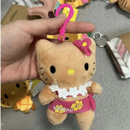 Sanrio Hello Kitty Plush Doll Keychain Pendant Cartoon Kt Cat Stuffed Plushies Key Ring Bag Accessories Girls Gift Kids Toys