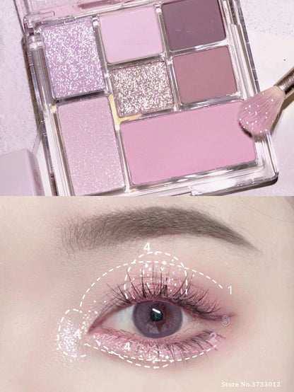 Pink Black Color Shimmer Eyeshadow Palette Glitter Sequins Shiny Eye Shadow Eye Pigments Millennial Style Girls Makeup Pallete