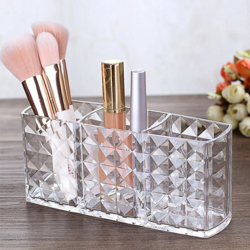 Diamond Cosmetic Storage Box Makeup Brush Holder Organizer Lipstick Eyebrow Pencil Bathroom Storage Display Stand Acrylic