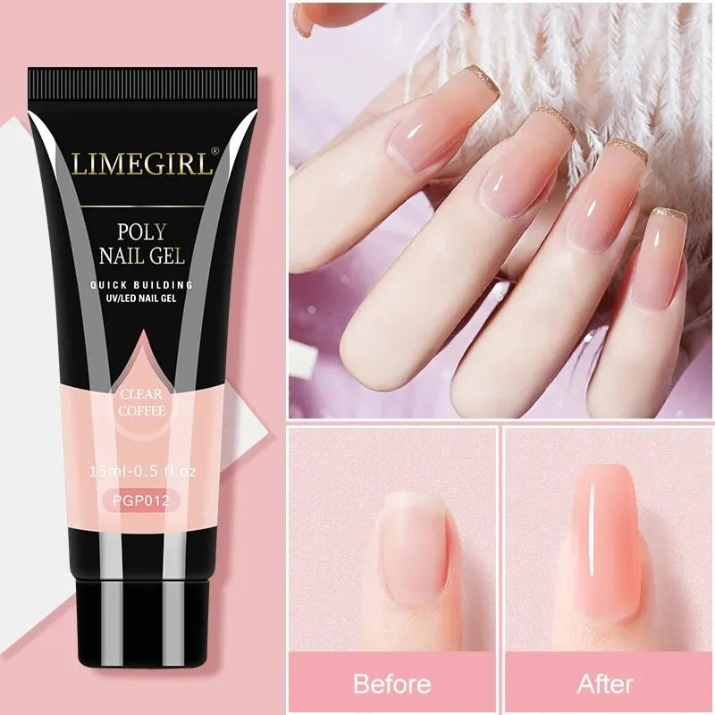 LIMEGIRL Nail Extension Gel Set With UV LED Lamp Quick Extend Mold Nail Kit Gel Set Vernis Semi Permanent For Manicure Set