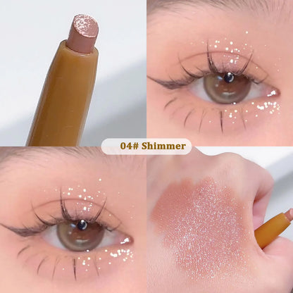 With Eye Shadow Brush Cream Matte Shimmer Eyeshadow Stick Double-head Glitter Highlighter Stick Sparkling Silkworm Eyeliner Pen