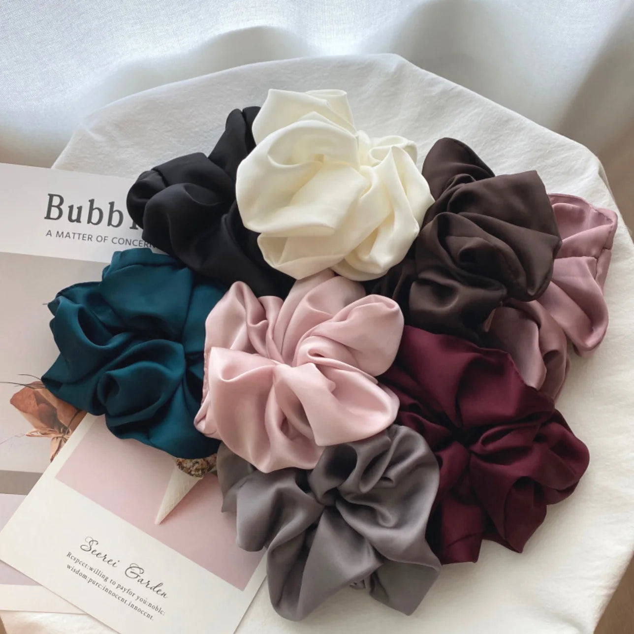 Fashion Oversized Silk Scrunchies for Women Korean Chiffon Elastic Hair Ties Ponytail Holder Headwear Chouchou Cheveux Femme