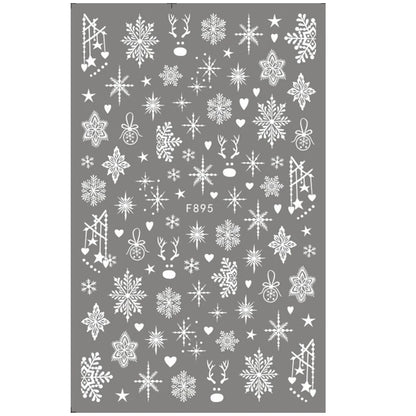 3D Snowflake Nail Art Decals White Christmas Designs Self Adhesive Stickers New Year Winter Gel Foils Sliders Decorations LAF895