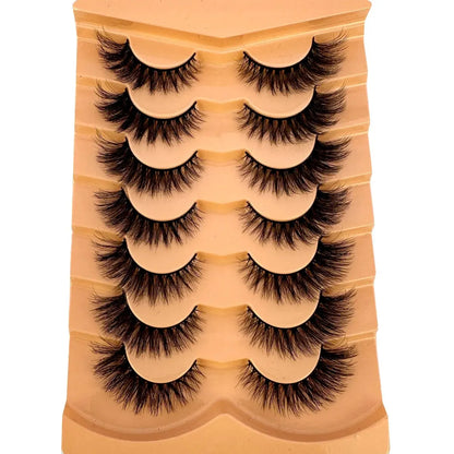 New 7 Pairs Lashes 3D Mink Fluffy Eyelashes Short Lasting Thick Wispy Natural Lashes Dramatic Volume Lashes Extension Thick Long