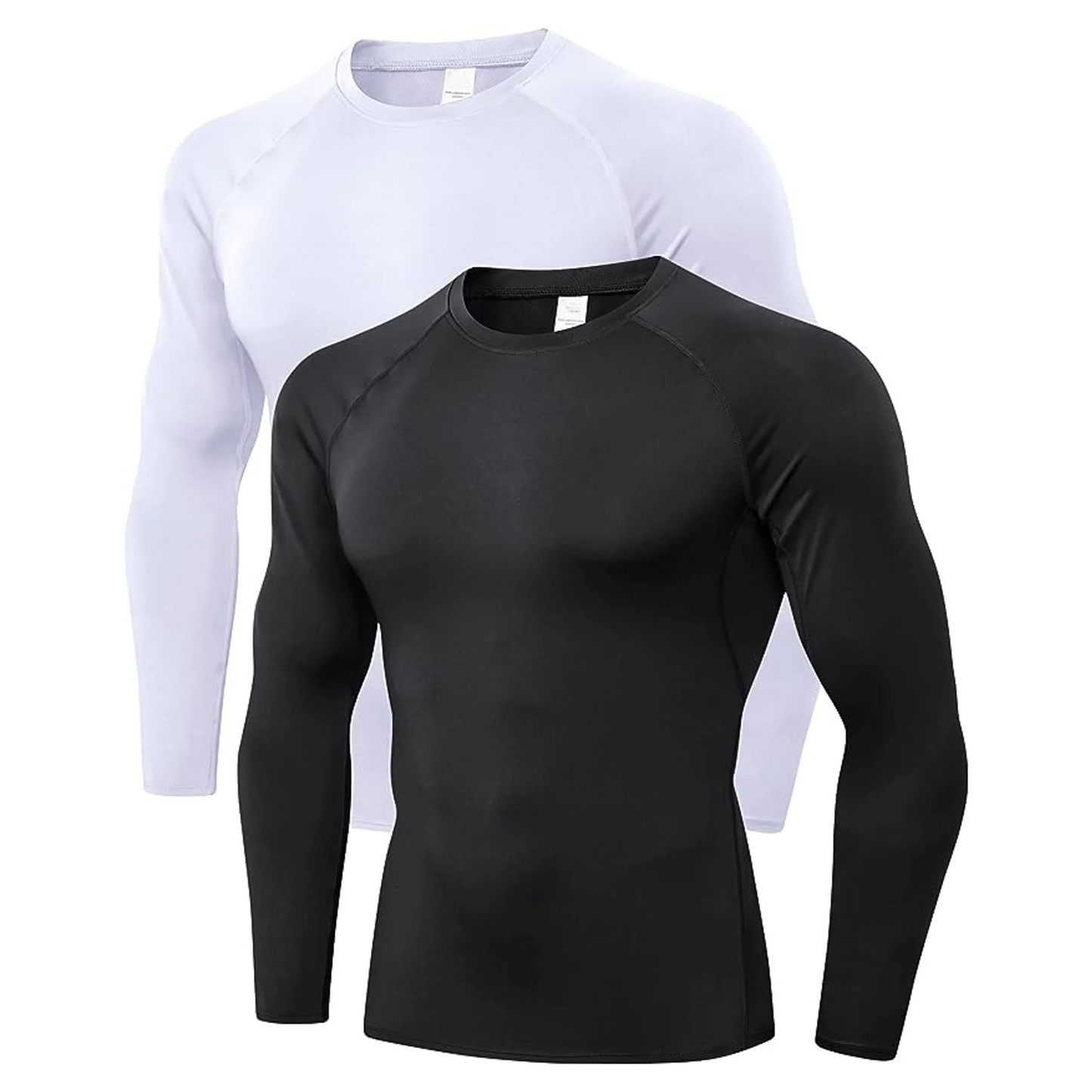 2 Pack Men's Compression Shirts Long Sleeve Athletic Workout Tops Base Layer Quick Dry Sports Athletic Workout T-Shirt