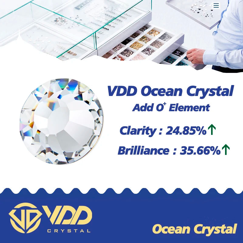 VDD SS3-SS50 Top High Quality Glass Rhinestones Super Bright Crystal Non Hot-fix Flatback Glue On 3D Stones For DIY Nail Art