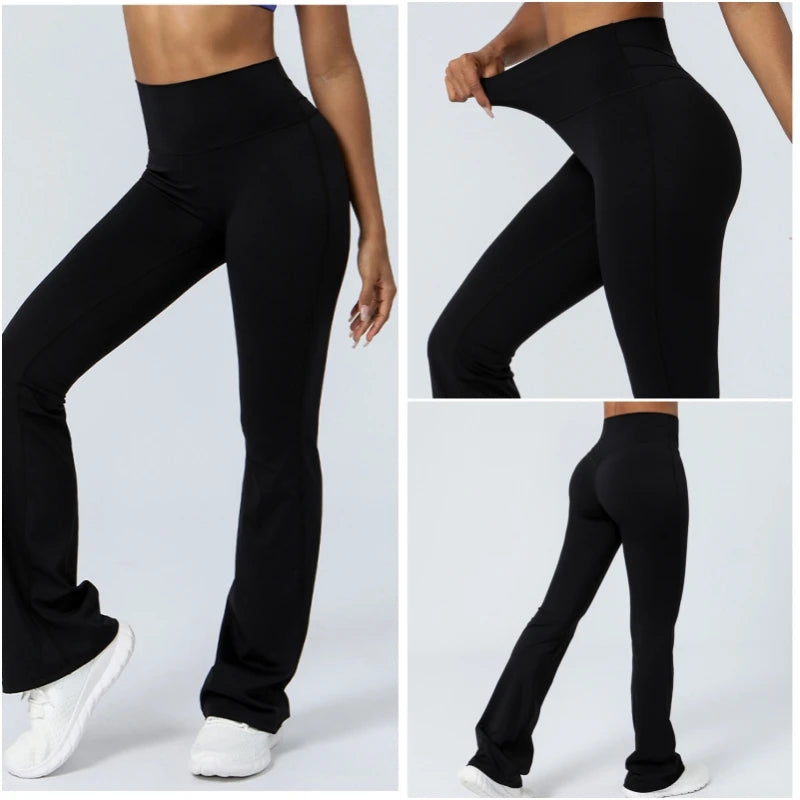 Women Yoga Pants 4 Way Stretch Tummy Control Workout Running Bell Bottom Leggings Long Bootleg Gym Flare Pants Women Sportswear