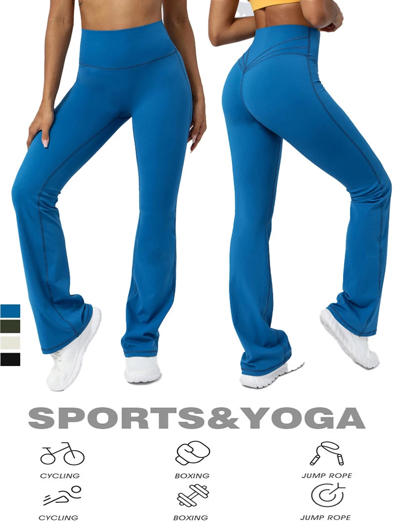 Women Yoga Pants 4 Way Stretch Tummy Control Workout Running Bell Bottom Leggings Long Bootleg Gym Flare Pants Women Sportswear