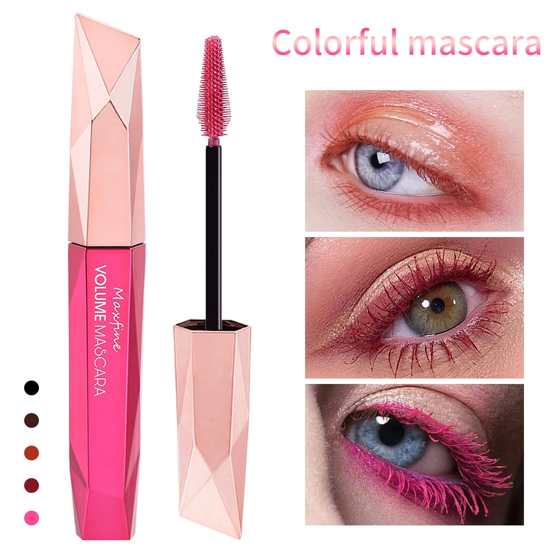 Waterproof Mascara Eyelashes Extension Thick Curling Non-smudge Quick Dry Long-lasting Black Brown Pink Colorful Mascara Makeup